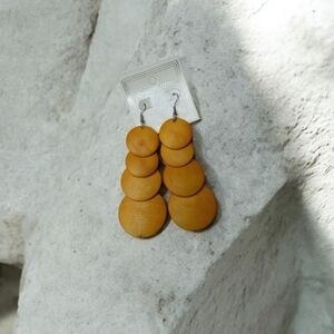 4 Tier Yellow Bohemian Wooden Rounds Graduating 4"